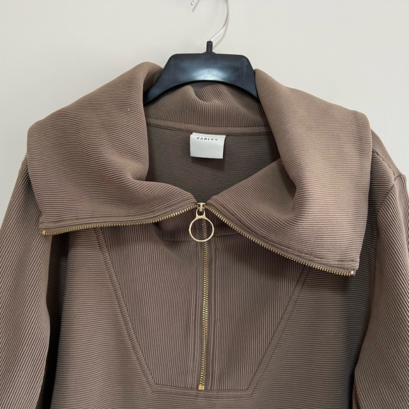 Varley Vine Half-Zip Ottoman Pullover in Stone Olive Beige Green, size L - Picture 6 of 14